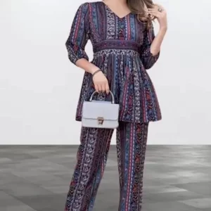 KHARIDLE Crepe Printed Cord Set