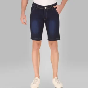 KHARIDLE Carbon Blue Stretchable Denim Shorts