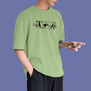 KHARIDLE Trendy Round Neck Printed Oversize Cotton Blend T-shirt