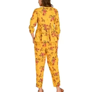 KHARIDLE Printed Rayon Relexed Round Neck Cord Set