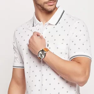 KHARIDLE Cotton Half Sleeves Printed Polo Neck T-shirt