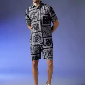 KHARIDLE Printed Polyester Rayon Cord Set