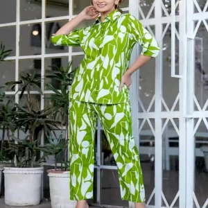 KHARIDLE Polyester Short Sleeves Cord Set