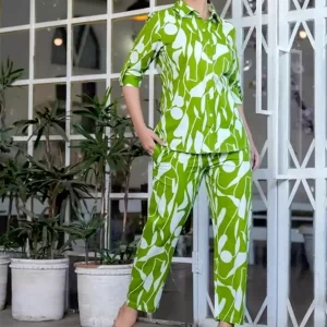 KHARIDLE Polyester Short Sleeves Cord Set