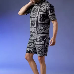 KHARIDLE Printed Polyester Rayon Cord Set