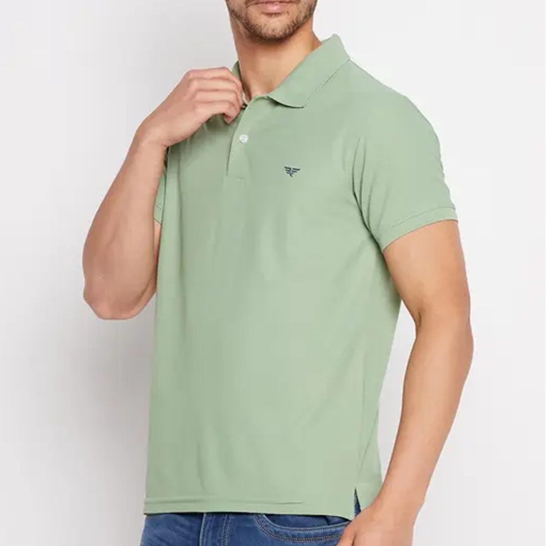 KHARIDLE Cotton Half Sleeves Solid Polo T-shirt