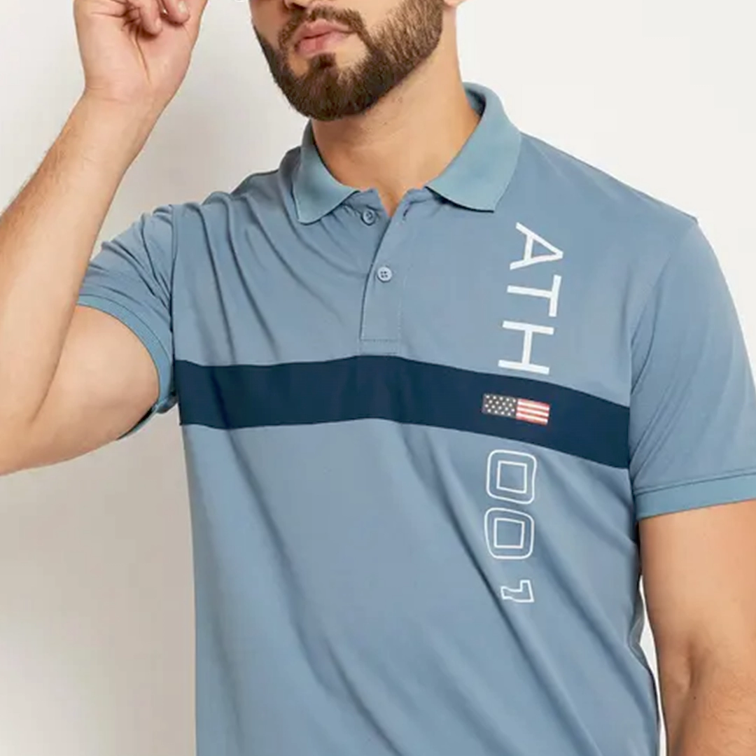 KHARIDLE Cotton Blend Half Sleeves Printed Polo T-shirt - Image 3