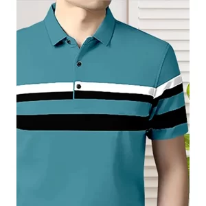 KHARIDLE Men's Stripes Polo T-shirt