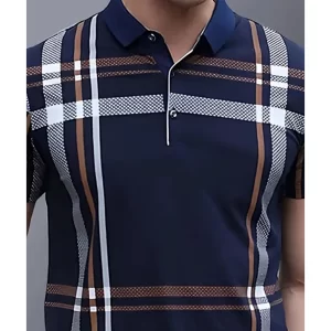 KHARIDLE Men's Checked Polo T-shirt