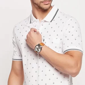 KHARIDLE Men's Cotton Printed Polo T-shirt