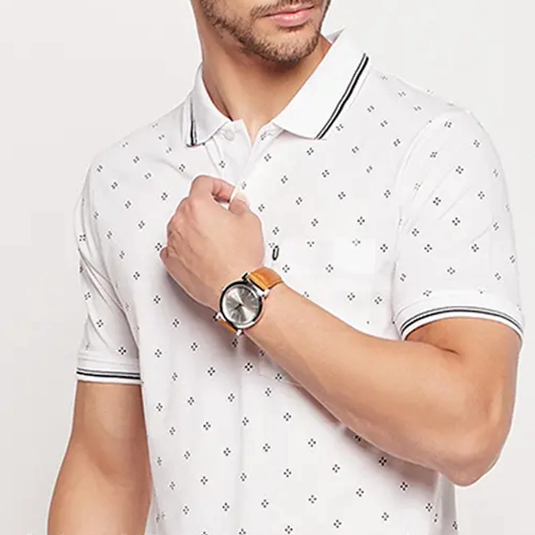 KHARIDLE Men's Cotton Printed Polo T-shirt - Image 3