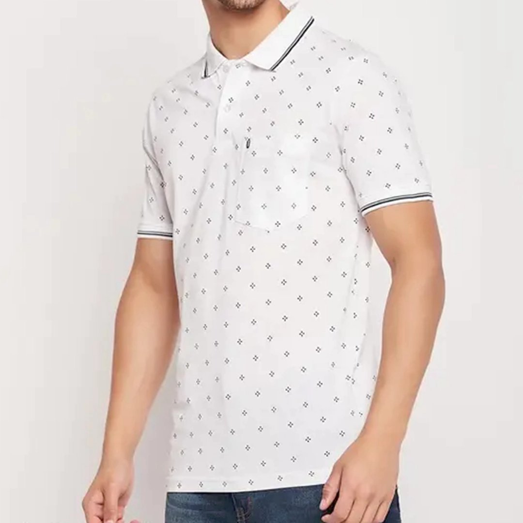 KHARIDLE Men's Cotton Printed Polo T-shirt