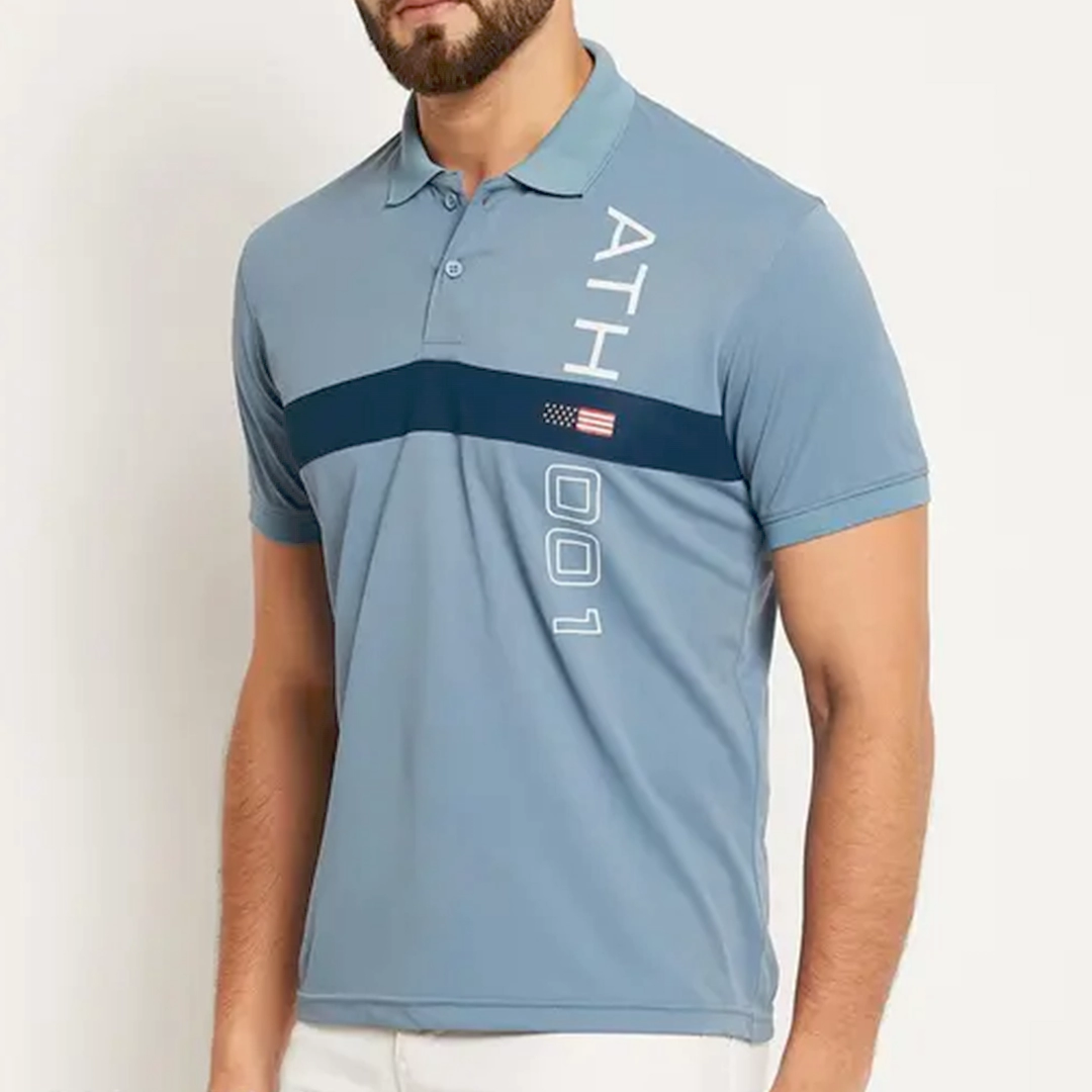 KHARIDLE Cotton Blend Half Sleeves Printed Polo T-shirt