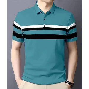 KHARIDLE Men's Stripes Polo T-shirt