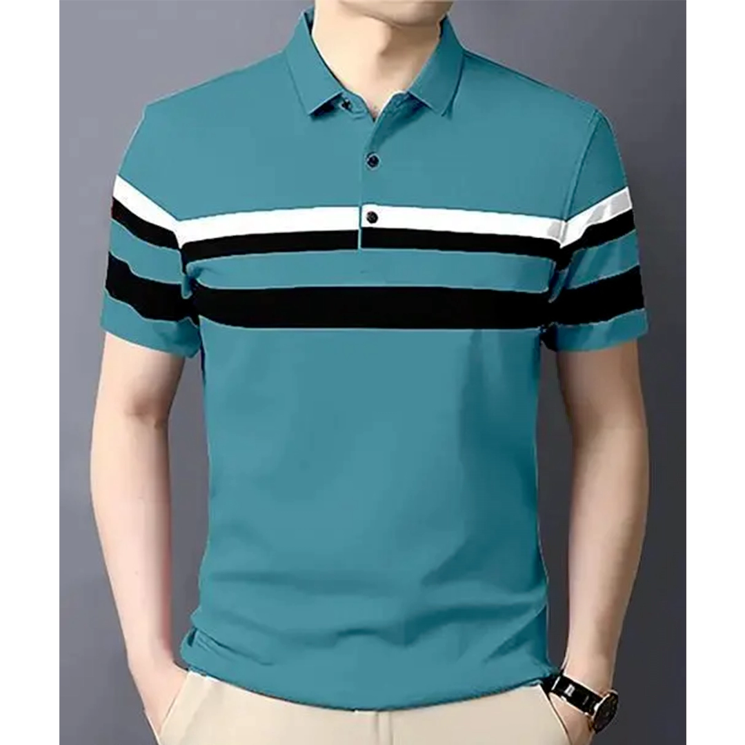 KHARIDLE Men's Stripes Polo T-shirt