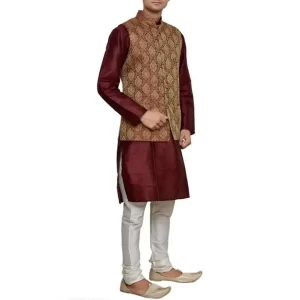 KHARIDLE Men's Fancy Dupion Silk Churidhar Kurta Set
