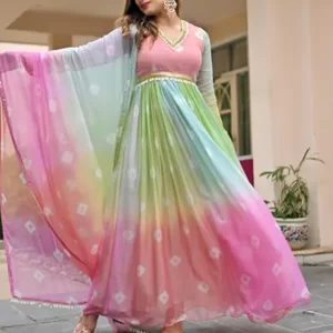 KHARIDLE Ethnic Wear Pink Georgette Kurti