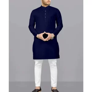 KHARIDLE Men's Navy Blue Matching Churidhar Kurta Set
