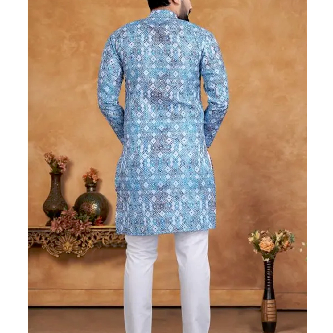 KHARIDLE Men's Crosschat Sequence Kurta Set - Image 2
