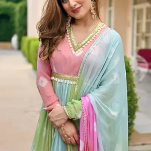 KHARIDLE Ethnic Wear Pink Georgette Kurti