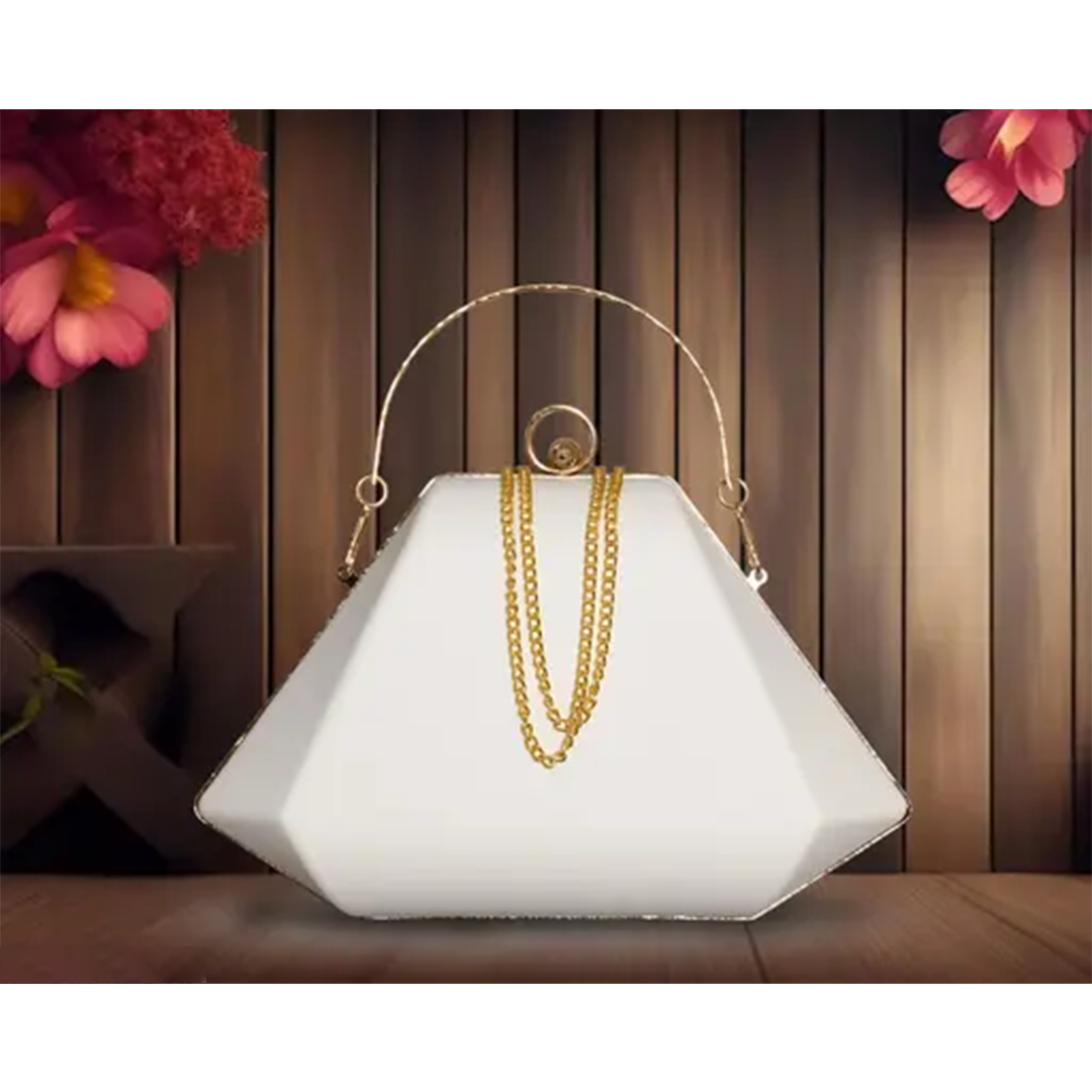 KHARIDLE White Pyramid Design Clutch