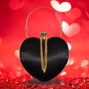 KHARIDLE Black Heart-Shaped Clutch