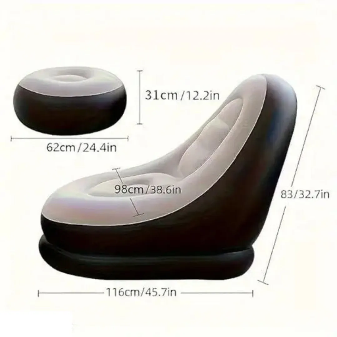 KHARIDLE Luxury Inflatable Lounge Chair & Ottoman Set with Electric Air Pump - Image 2