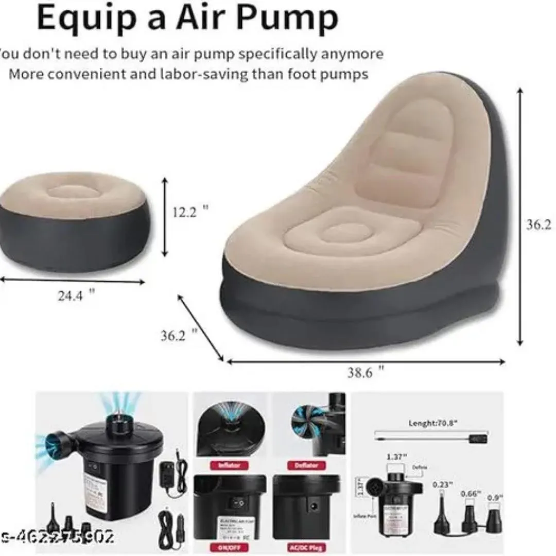 KHARIDLE Luxury Inflatable Lounge Chair & Ottoman Set with Electric Air Pump - Image 4
