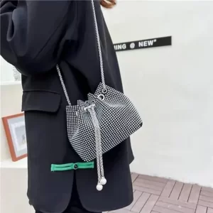 KHARIDLE Silver Spark Luxe Drawstring Pouch