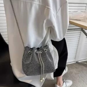 KHARIDLE Silver Spark Luxe Drawstring Pouch