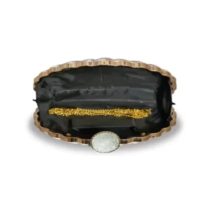 KHARIDLE Black & Gold Shell-Shaped Clutch