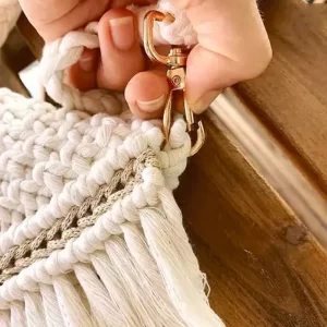 KHARIDLE Boho Macramé Fringe Sling Bag