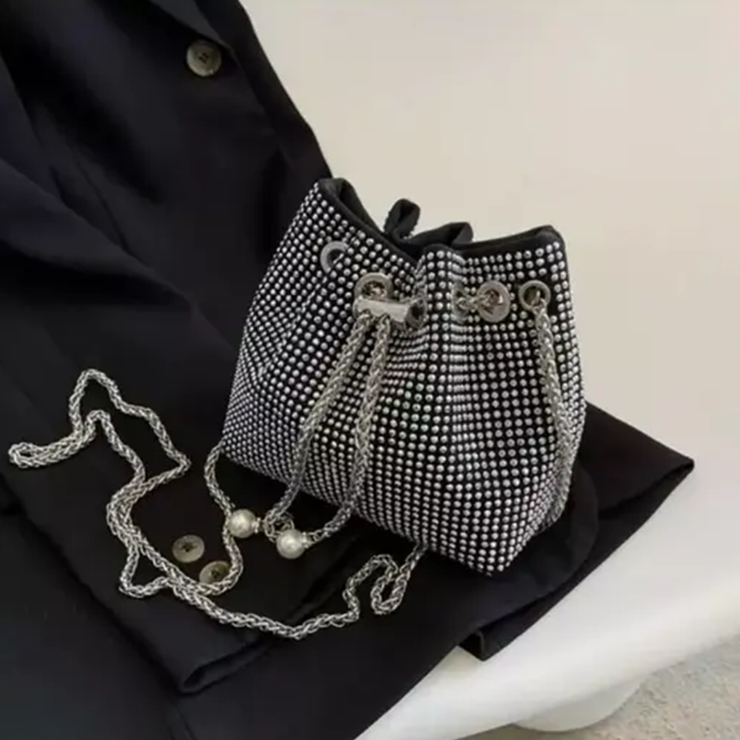 KHARIDLE Silver Spark Luxe Drawstring Pouch