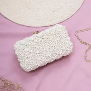 KHARIDLE Elegant Pearl-Embellished Clutch