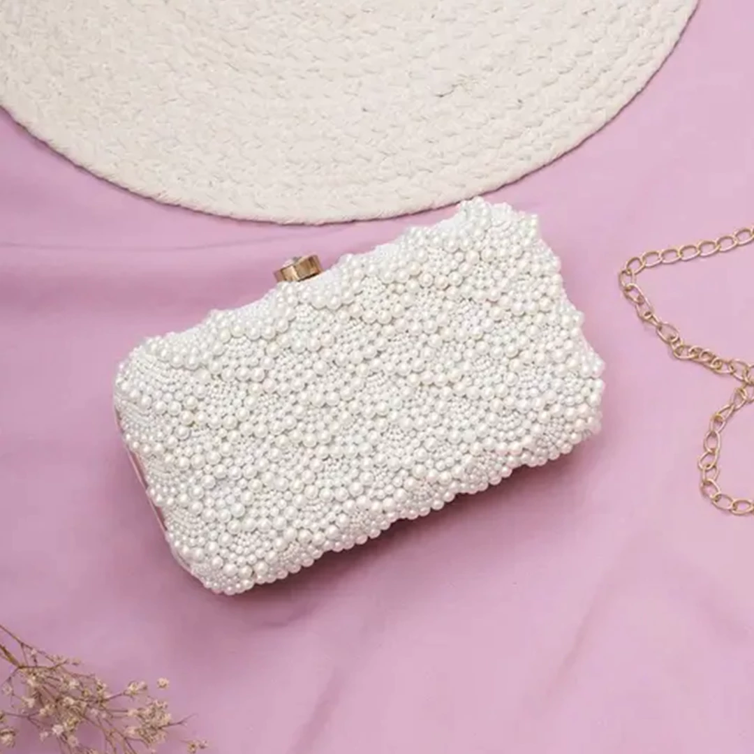 KHARIDLE Elegant Pearl-Embellished Clutch