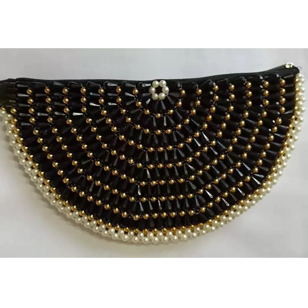 KHARIDLE Midnight Glam Beaded Fan Clutch