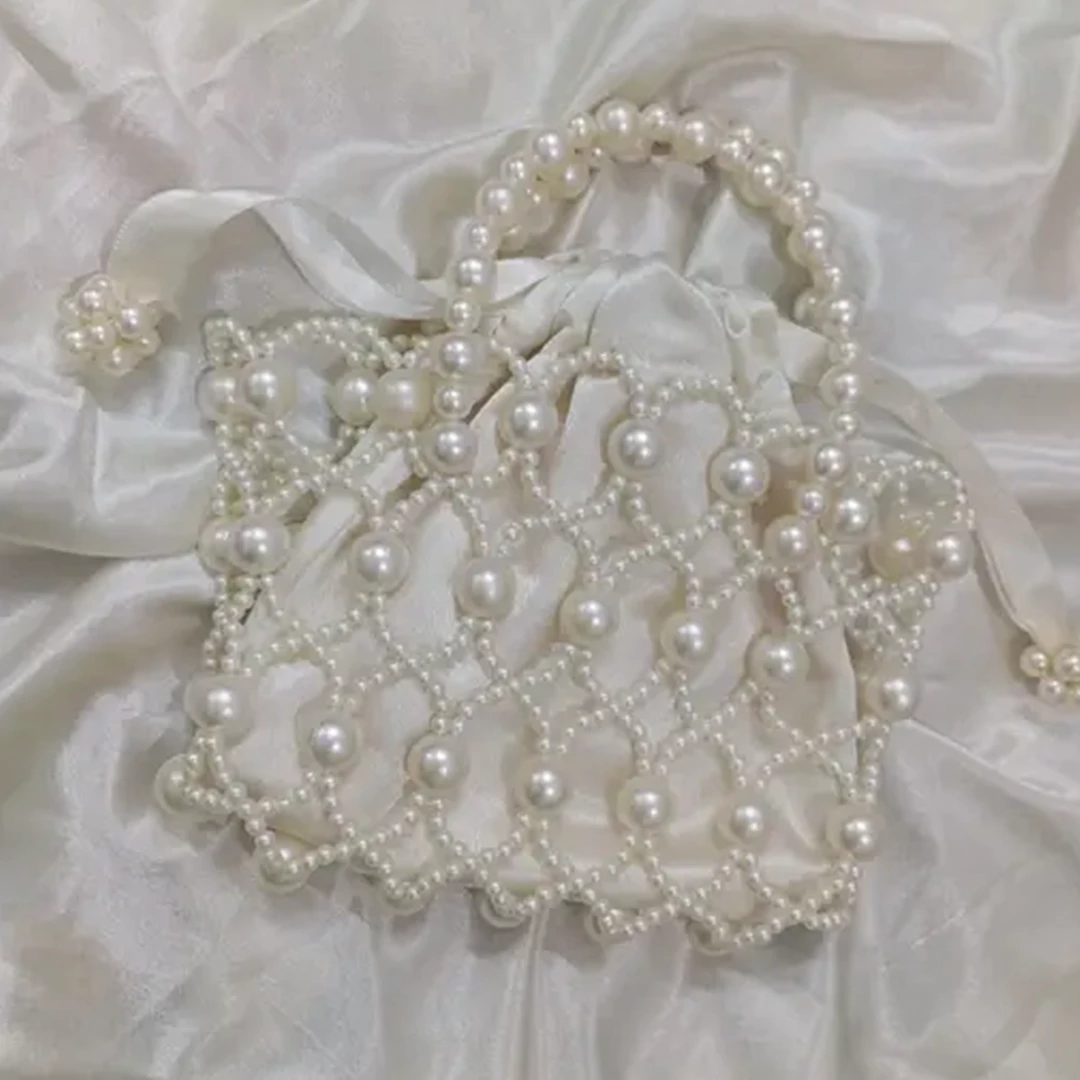 KHARIDLE Vintage Pearl Mesh Pouch