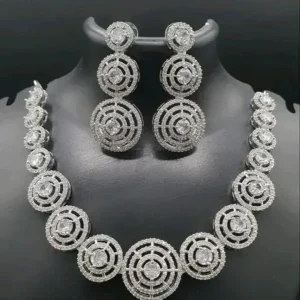 American Diamond Silver Plated Necklace Set