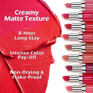 Mamaearth Creamy Matte Long Stay Lipstick with Murumuru Butter and Vitamin E - 4.2g | Pink Rose