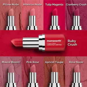 Mamaearth Creamy Matte Long Stay Lipstick with Murumuru Butter and Vitamin E - 4.2g | Pink Rose