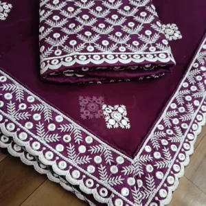 Elegant Purple Embroidery Saree