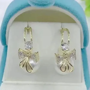Dainty Ribbon Pearl Earrings