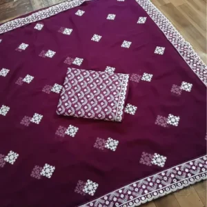 Elegant Purple Embroidery Saree