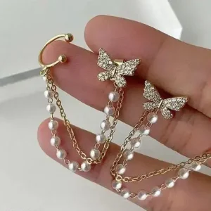 Butterfly Charm Chain Earrings