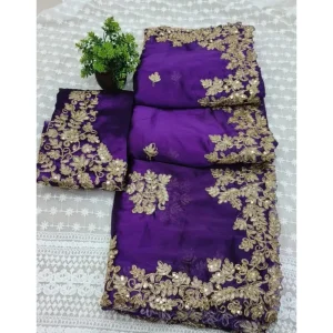 Art Silk Embroidery Saree with Heavy C-Pallu & Pitta Work