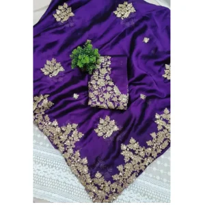 Art Silk Embroidery Saree with Heavy C-Pallu & Pitta Work