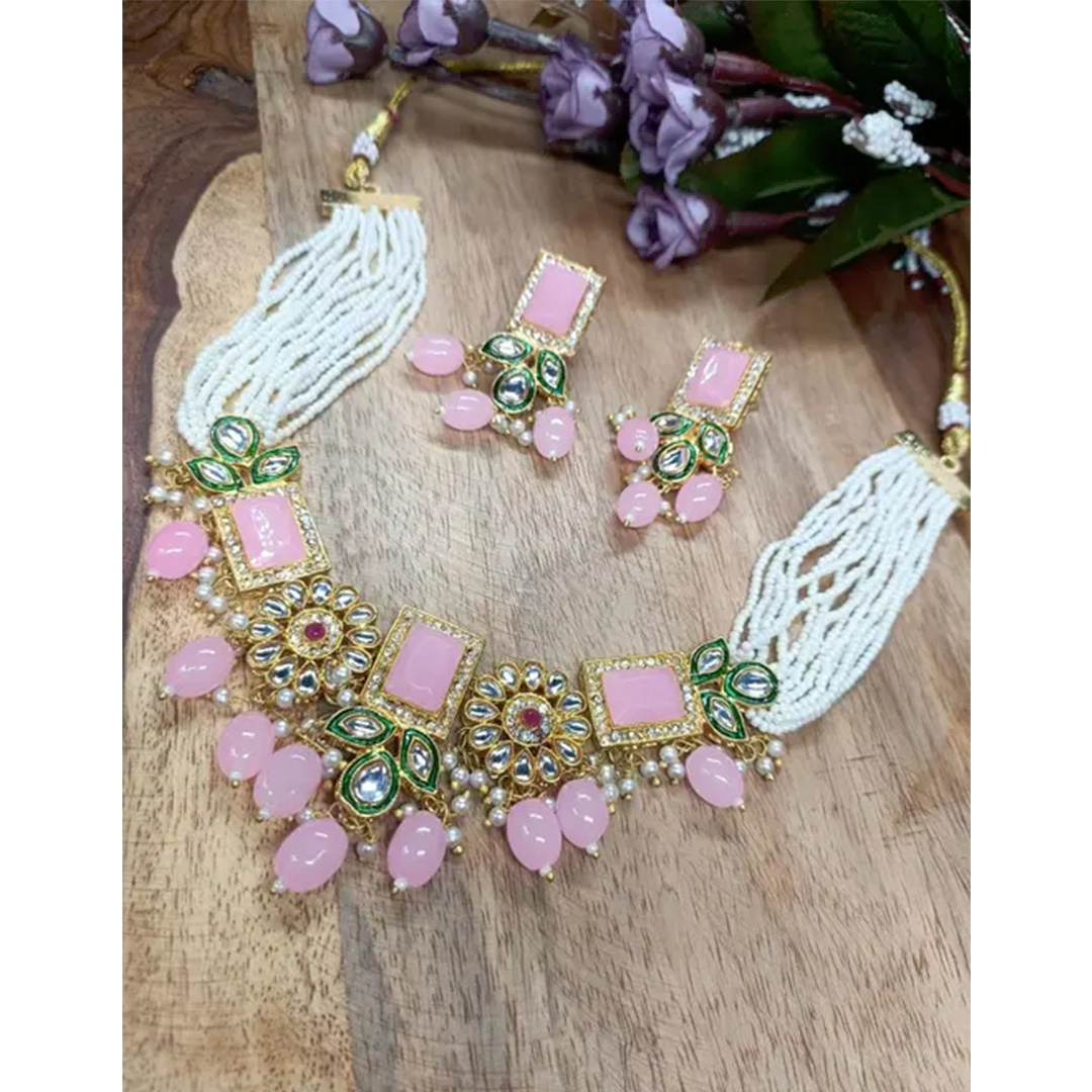 Kundan Jewellery Blush Royale Pearl Kundan Set