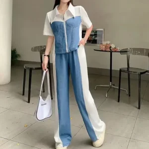 Monochrome Meets Denim Cord Set