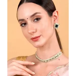 Elegant Black Stone Square Choker Set