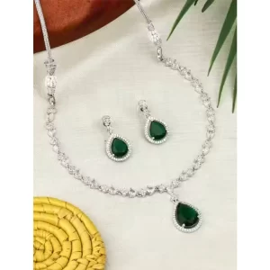 Emerald Green Teardrop American Diamond Set